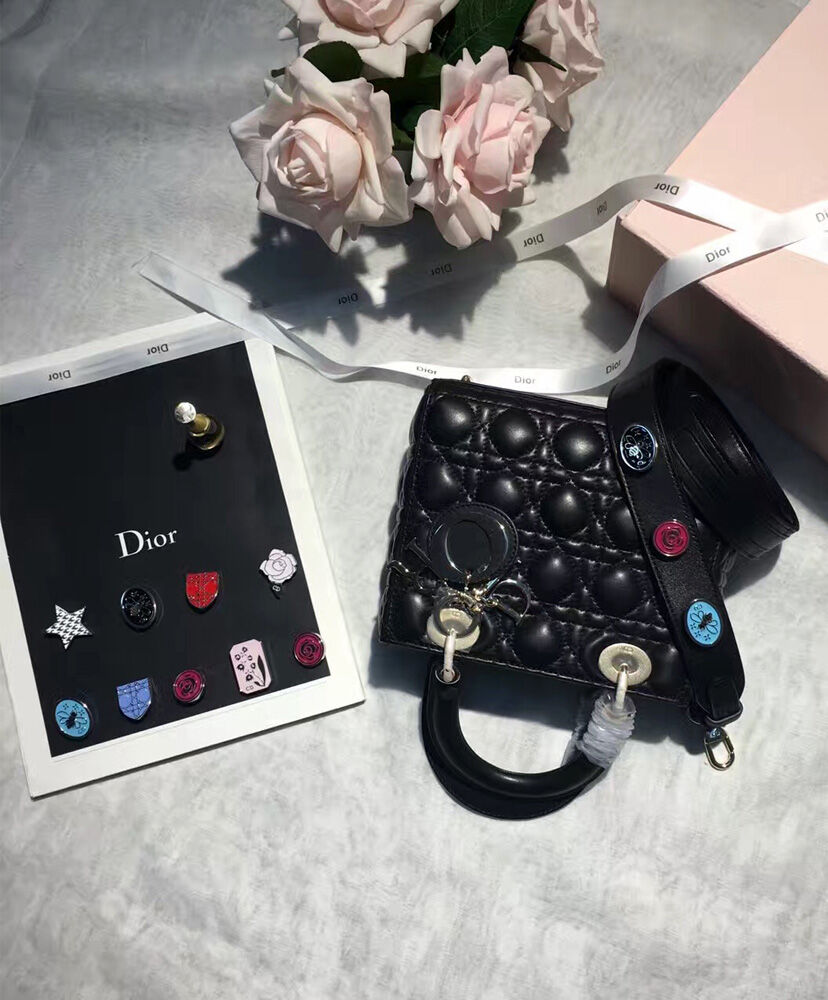 Christian Dior Lady Dior Lucky Badges Bag Black